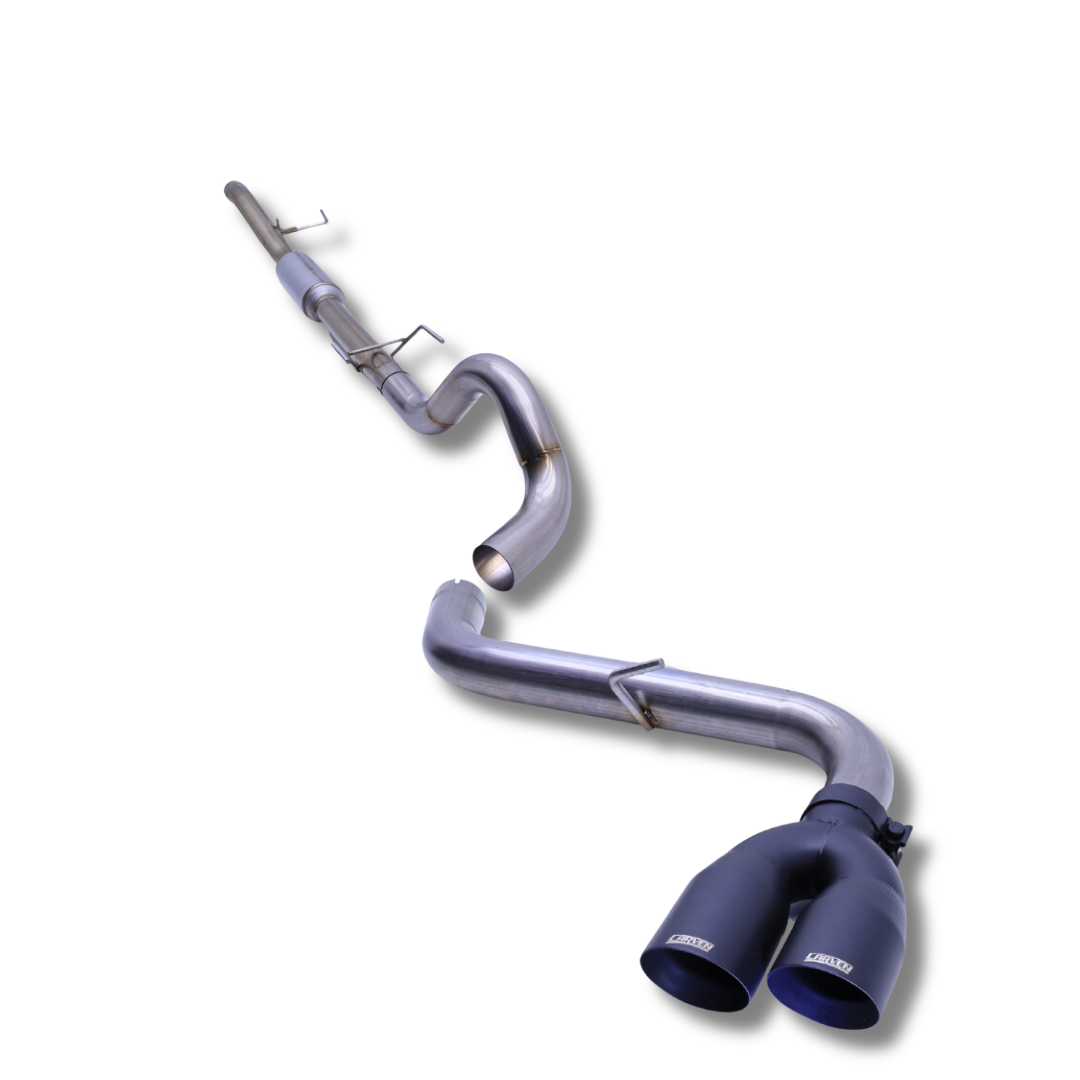 Product photo of 2022-2025 Toyota Tundra Carven Exhaust Signature Clamp Back Kit in cerakote black color