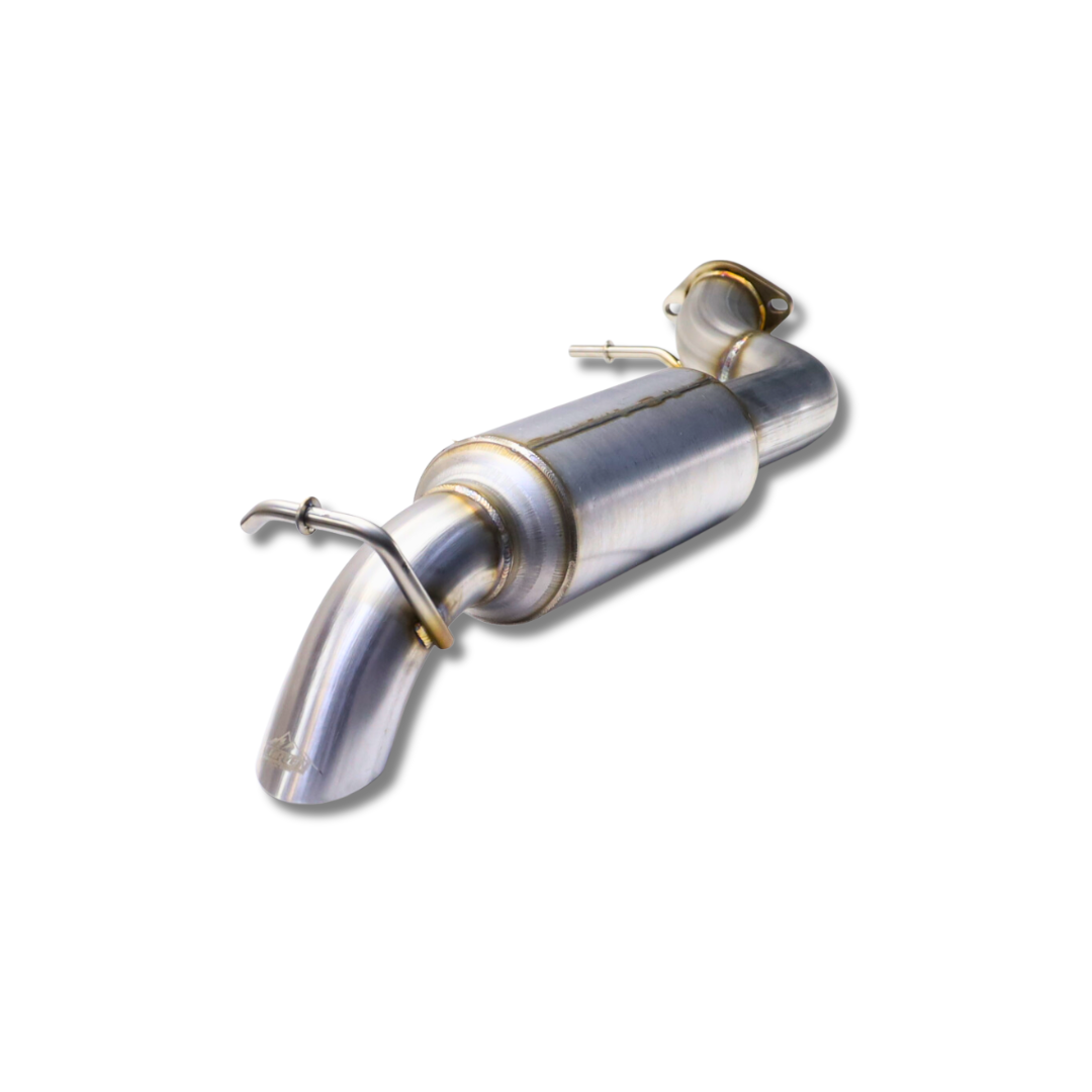 A product photo of a stainless steel Carven Exhaust dump exit kit for the 2021-2025 Ford Bronco.