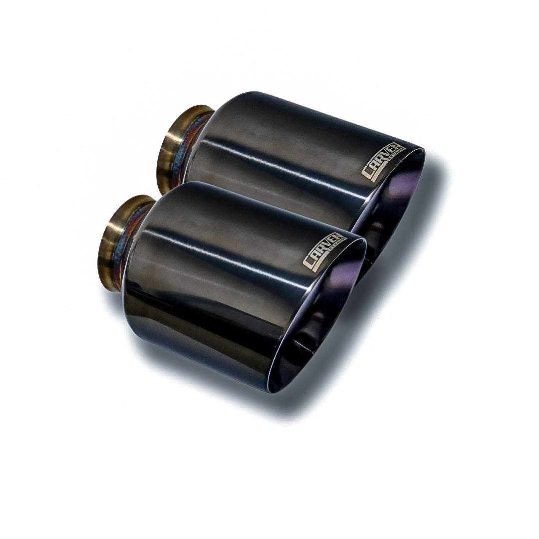 Product photo of a 2015-2023 Dodge Charger Carven Exhaust 5.0" Tip Replacement Set in the shadow chrome color