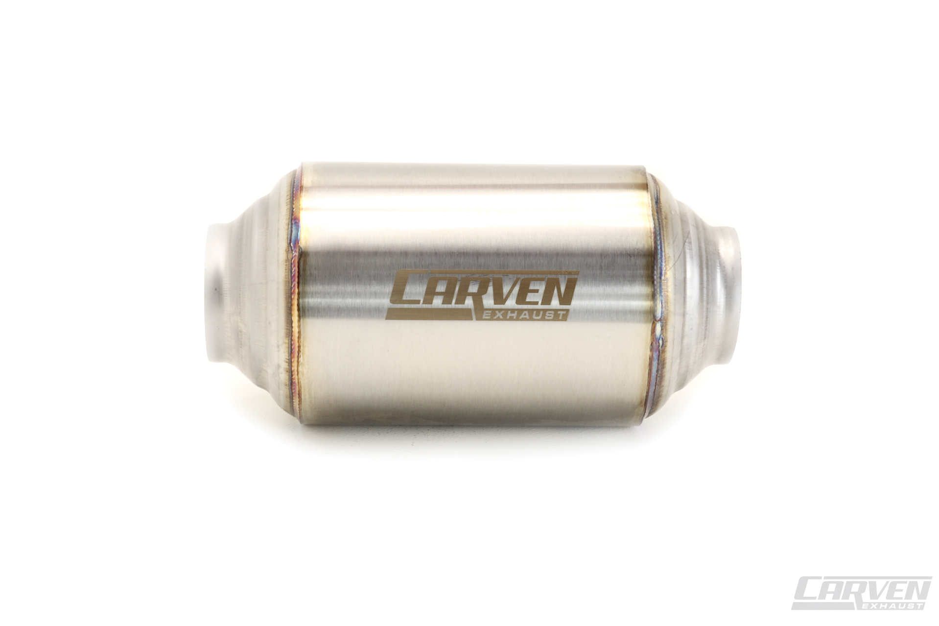 Product photo showing a side view of a Carven-R Exhaust Performance Muffler