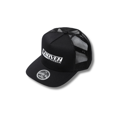 Carven Exhaust Mesh Black Snapback Hat with American Flag Detail