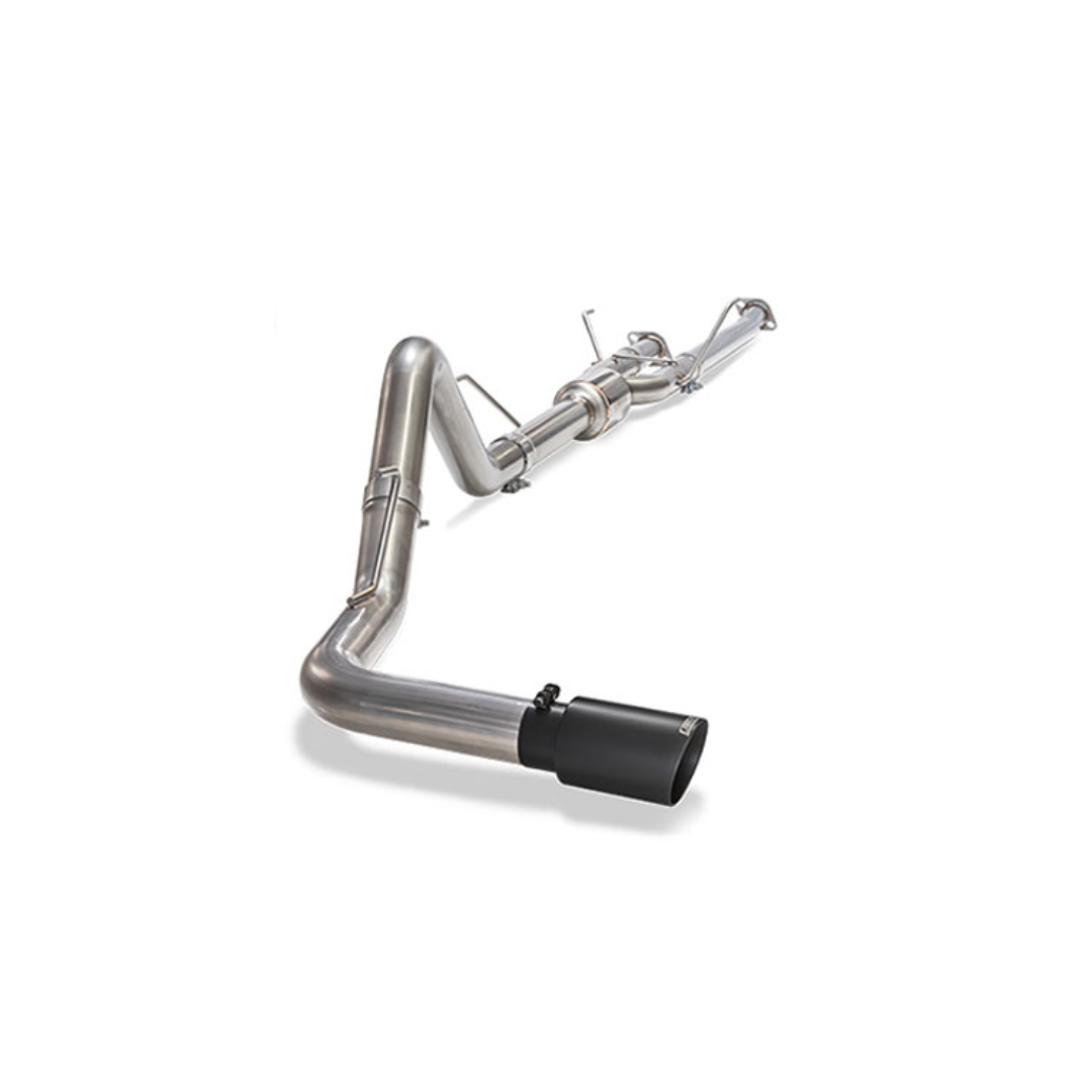 Product photo of a 2014-2021 Toyota Tundra Carven Exhaust Cat-Back Kit with a cerakote black 4.0” Single Exhaust Tip