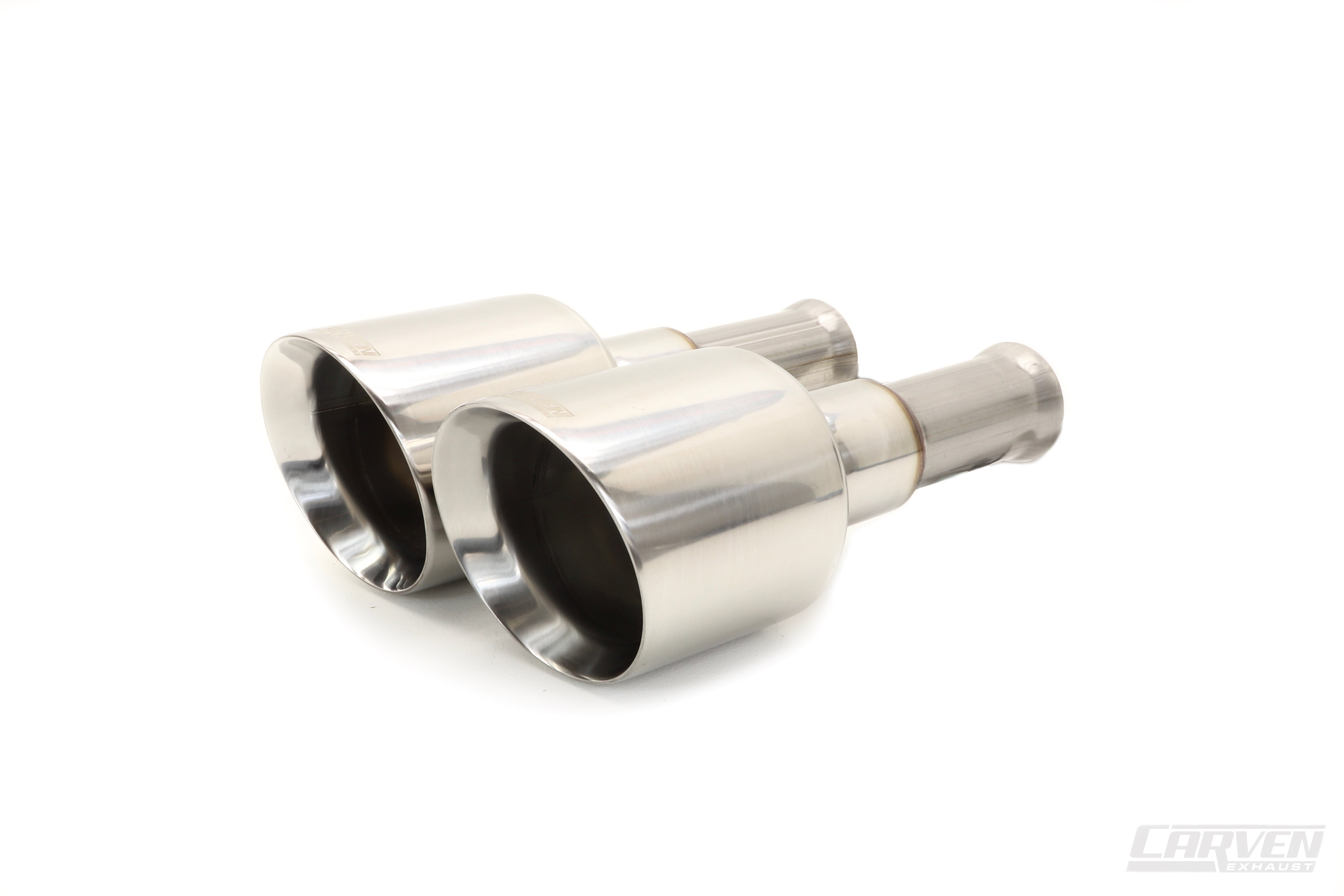 Product photo of a 2009-2018 RAM 1500 Carven Exhaust 5.0" Direct Fit Bolt-On Exhaust Tip Replacement Set in the polished stainless color