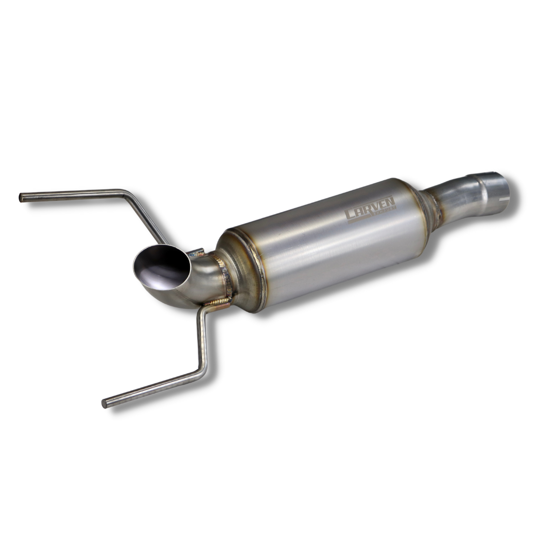 A product photo depicting an alternate angle of a 2007-2014 Toyota FJ Cruiser Carven Exhaust High Clearance Dump Exit Exhaust System