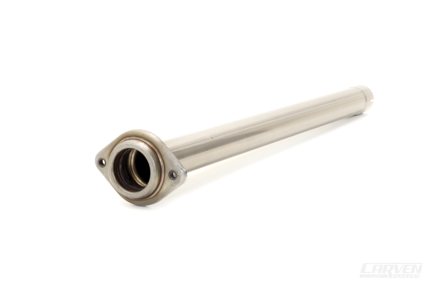 A product photo of a stainless 2015-2020 Ford F-150 Carven Exhaust Resonator Delete Kit